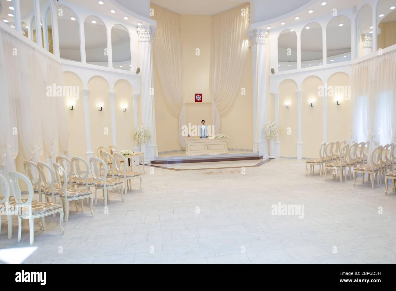 Russia St. Petersburg July 26, 2019. Registry office. Beautiful room for registration of marriage in Russia Stock Photo