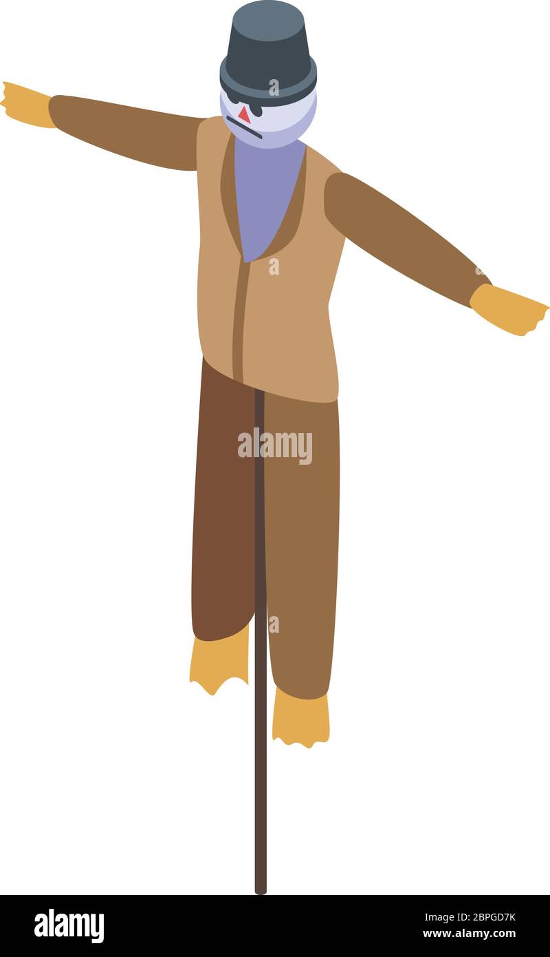 Garden scarecrow icon, isometric style Stock Vector