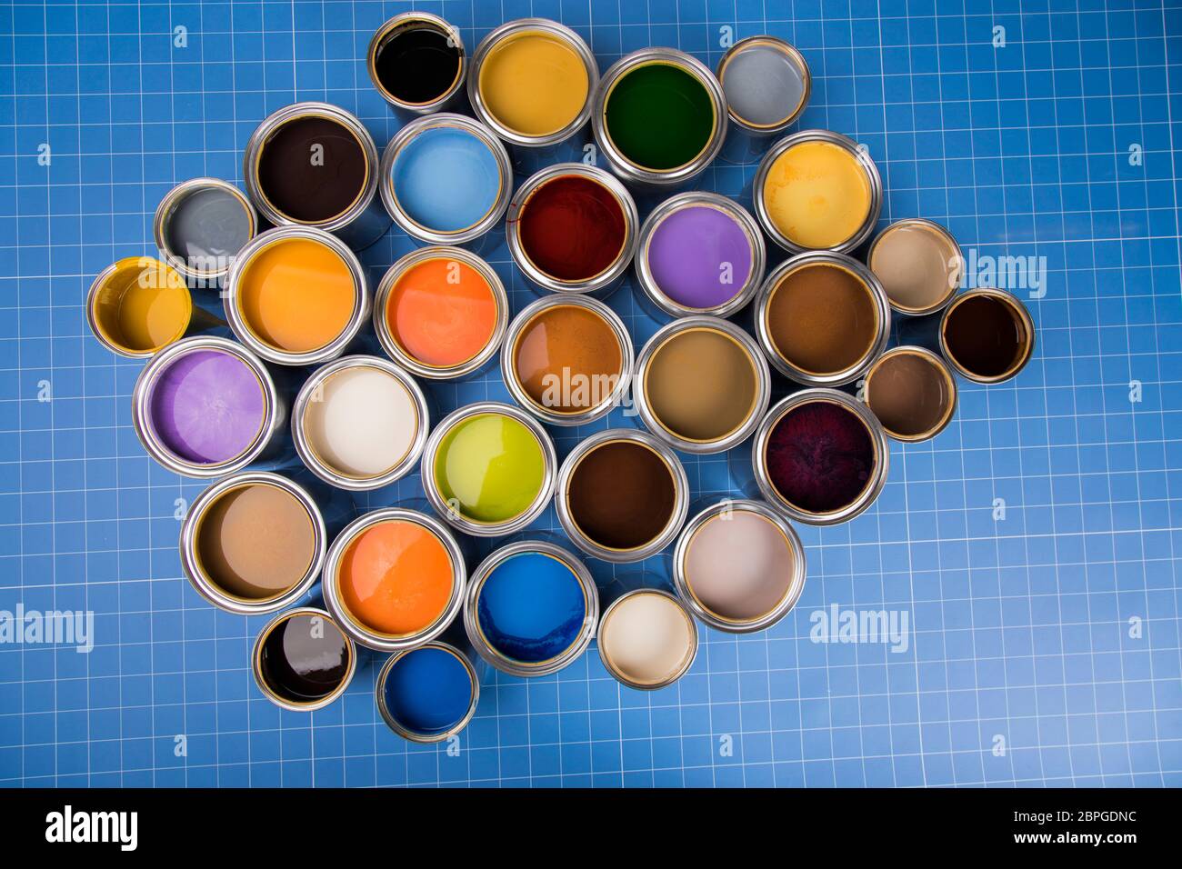 Background from multi color cans of paint Stock Photo