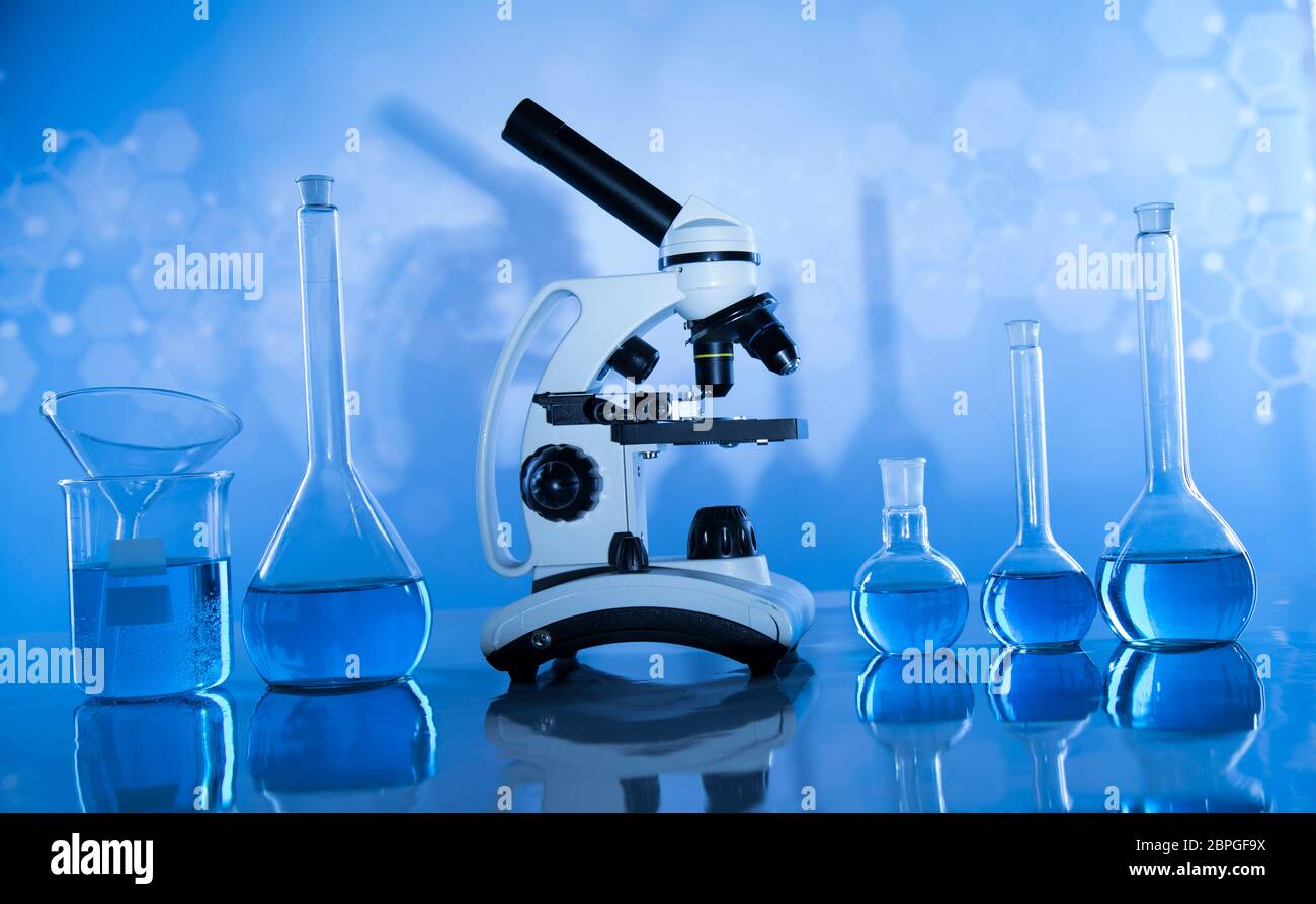 Glassware, Laboratory beakers,Science experiment Stock Photo - Alamy