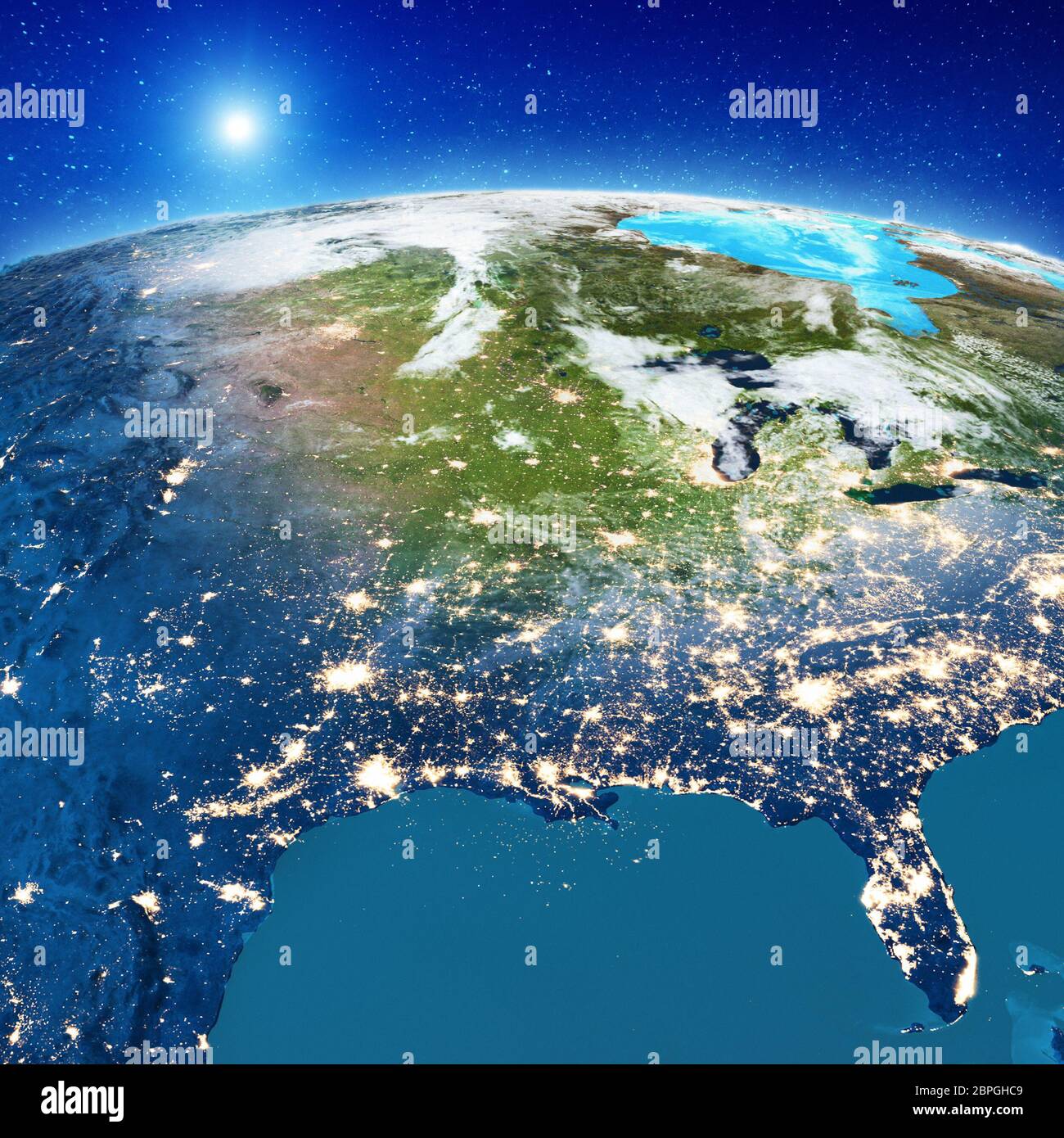 America from space. Elements of this image furnished by NASA. 3d ...