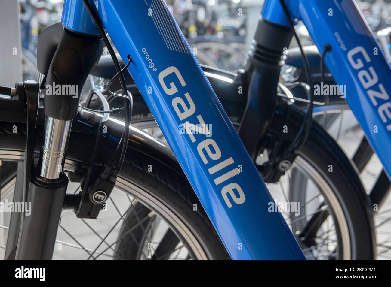 Detail Gazelle Orange Electrical Bicycle At Amsterdam The Netherlands 2020  Stock Photo - Alamy