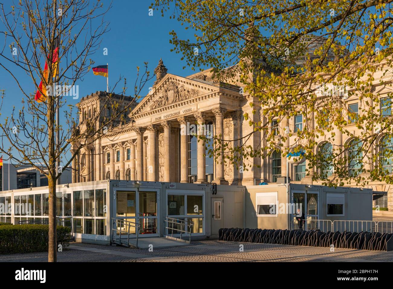Reichstag  - German Parliament in Berlin, Germany. No visitors due to the corona pandemic. Stock Photo