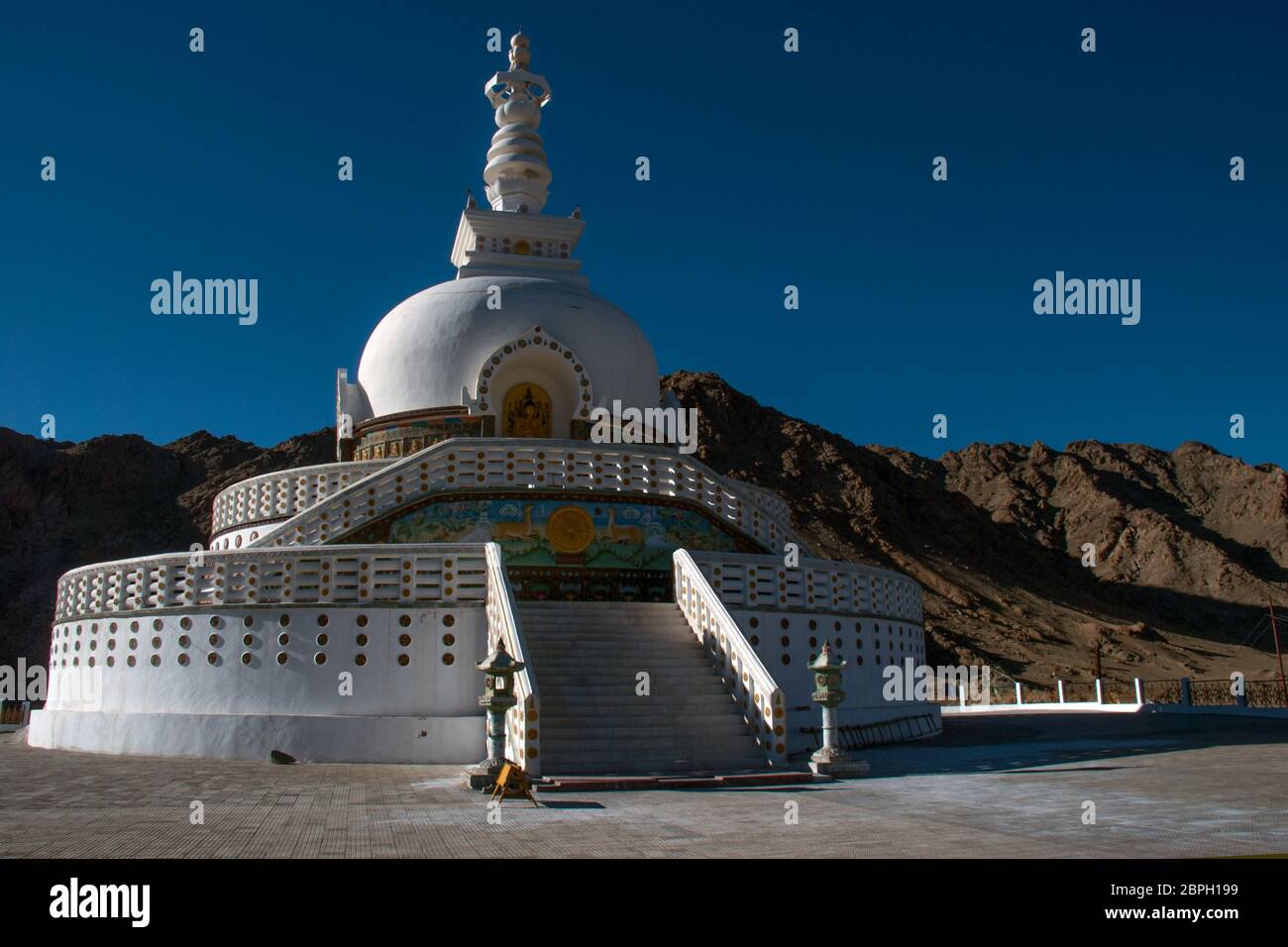 shanti stupa at leh city ladakh j&k india Stock Photo
