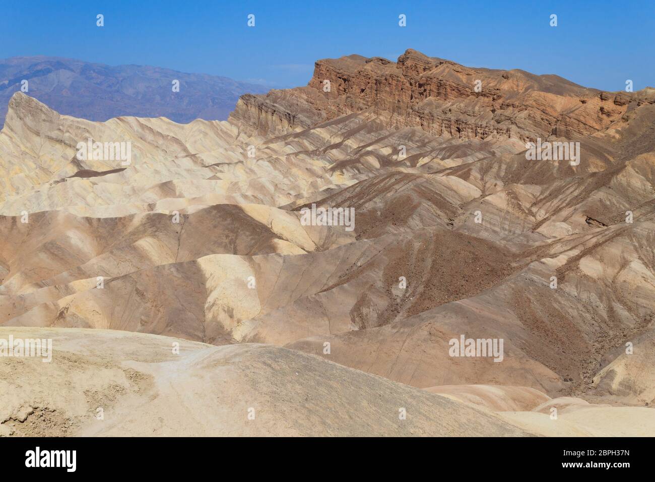 View from Zabriskie Point, California, USA. Desert panorama. Geological