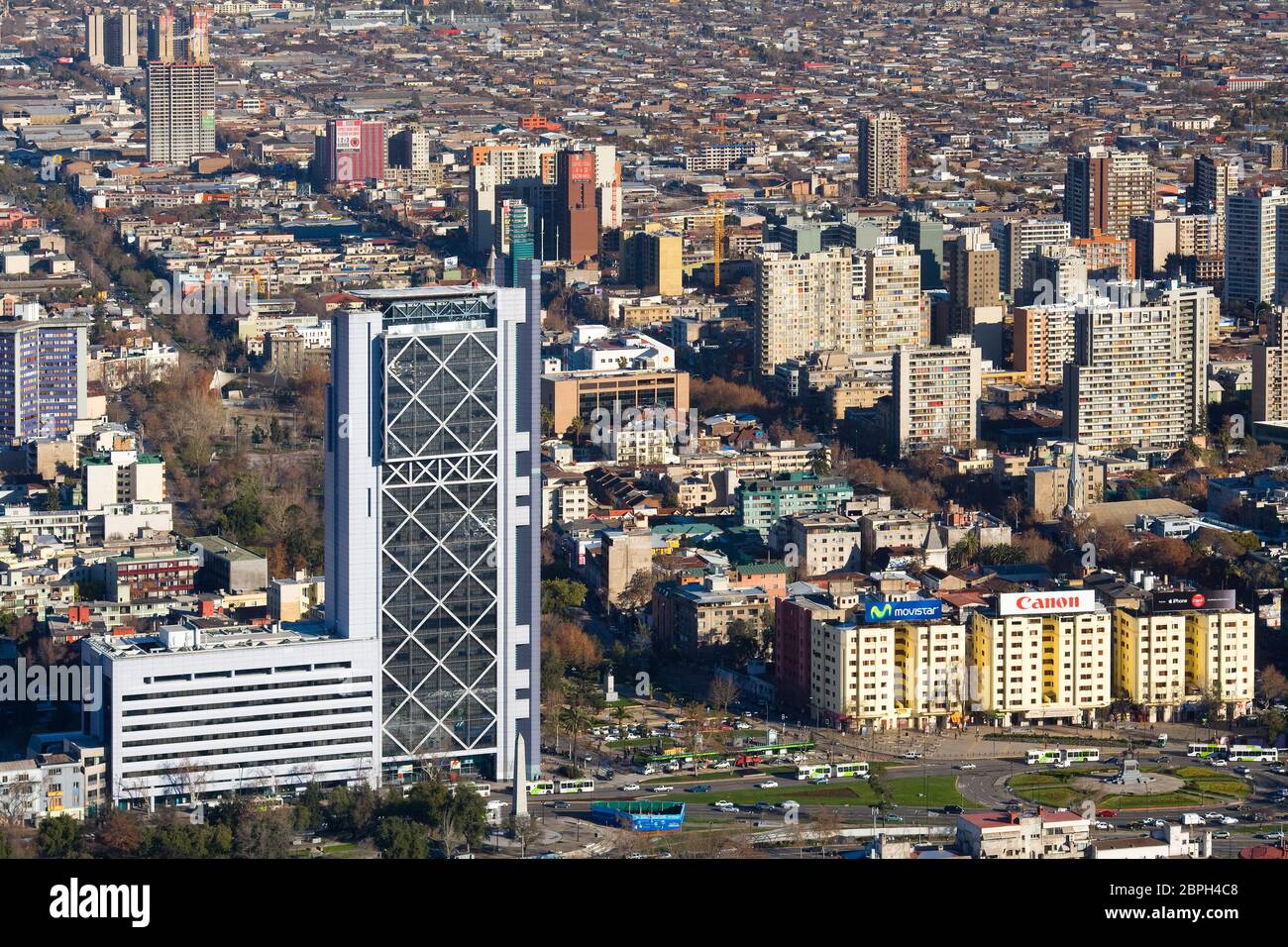 Santiago de Chile, Region Metropolitana, Chile - Panoramic view of downtown Santiago. Stock Photo