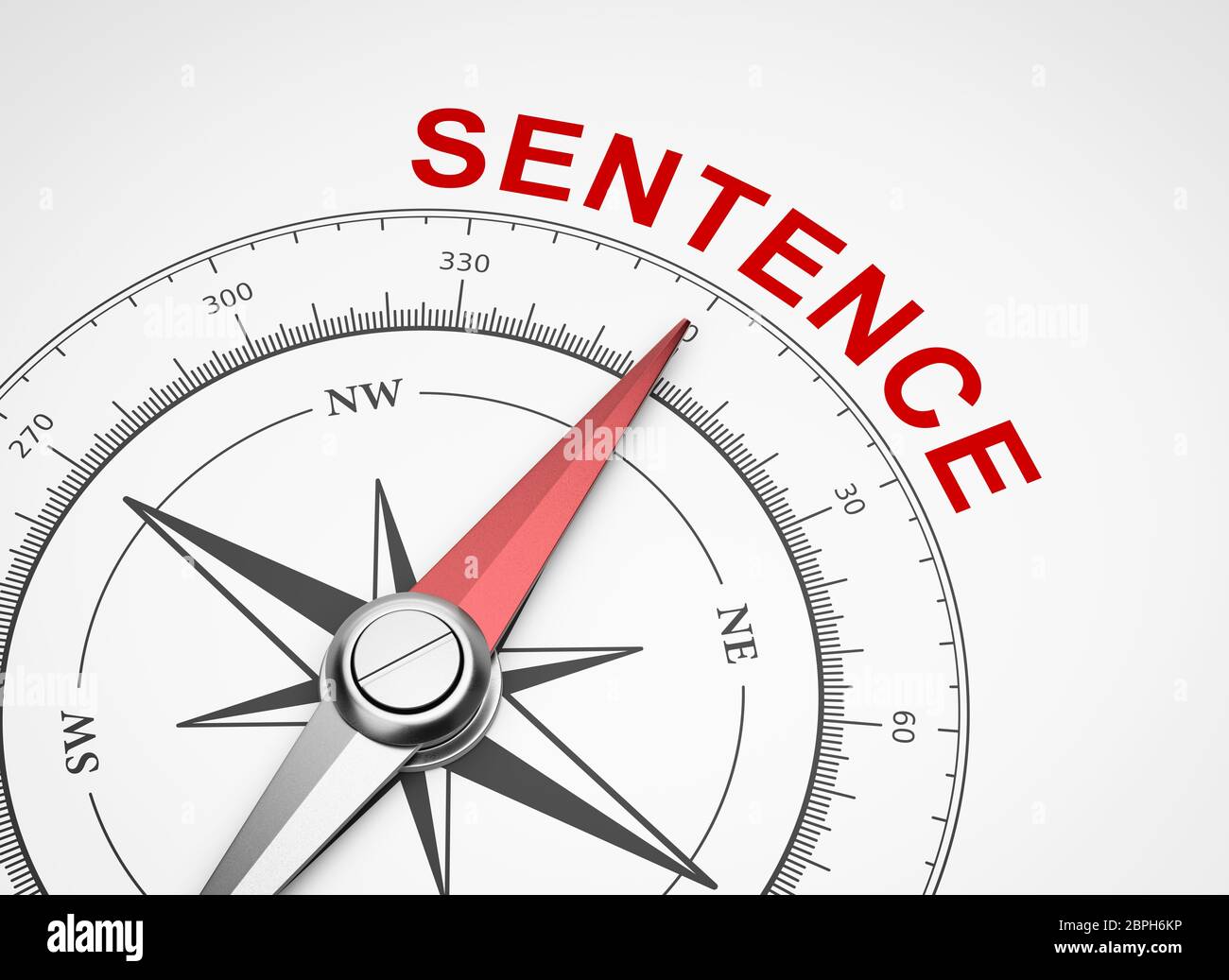 Compass with Needle Pointing Red Sentence Word on White Background 3D Illustration