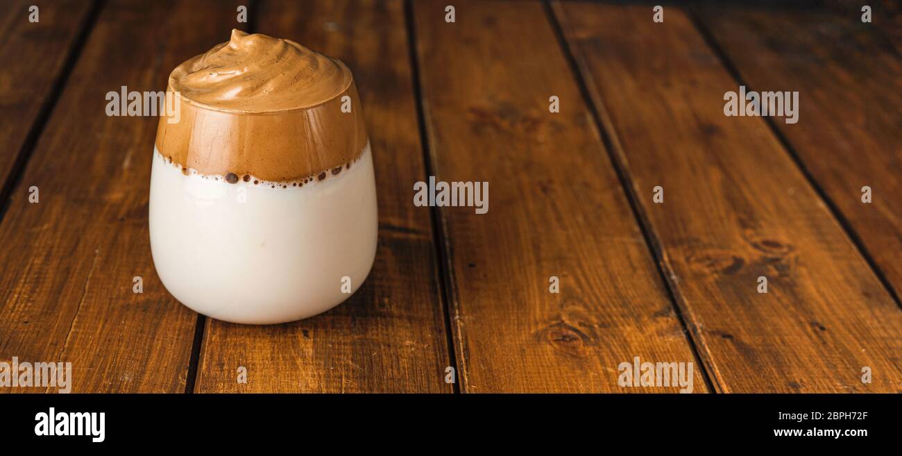 Trendy foamy whipped instant coffee Dalgona Stock Photo