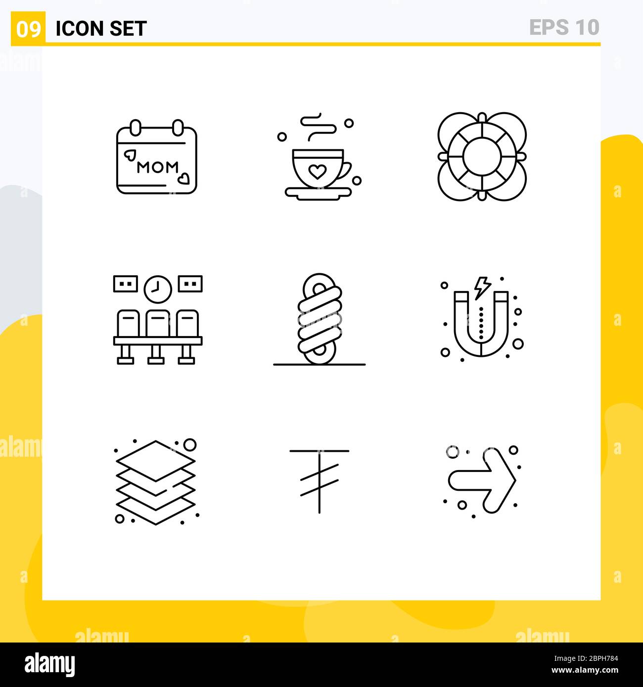 Set of 9 Modern UI Icons Symbols Signs for double, transportation, essentials, train, support Editable Vector Design Elements Stock Vector