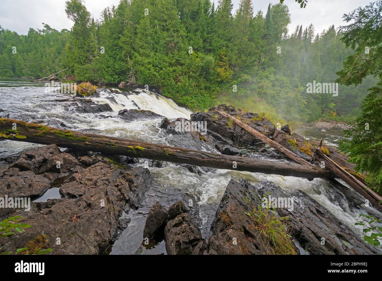 Looking over the Brink of Silver Falls in Quetico Provincial Park in