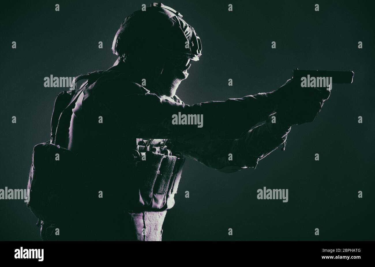 Soldier of army elite forces, special security service fighter with