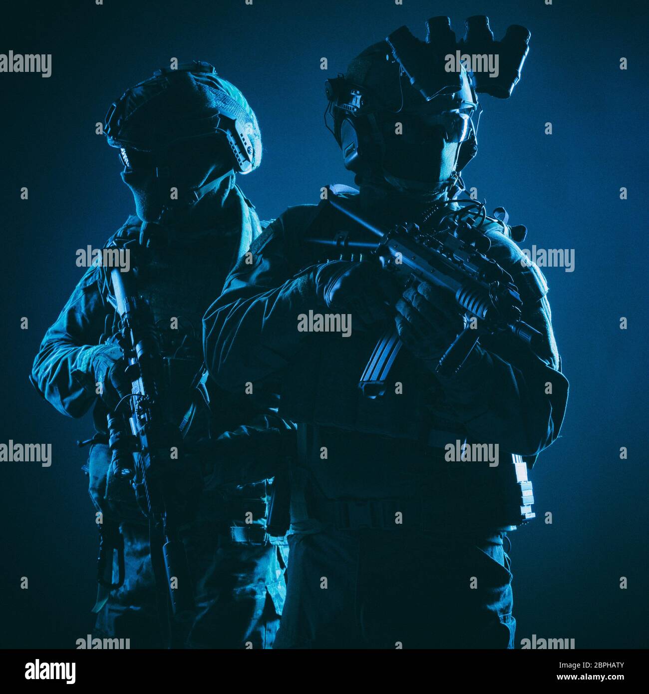 Two members of army elite forces, counter terrorism squad soldiers in