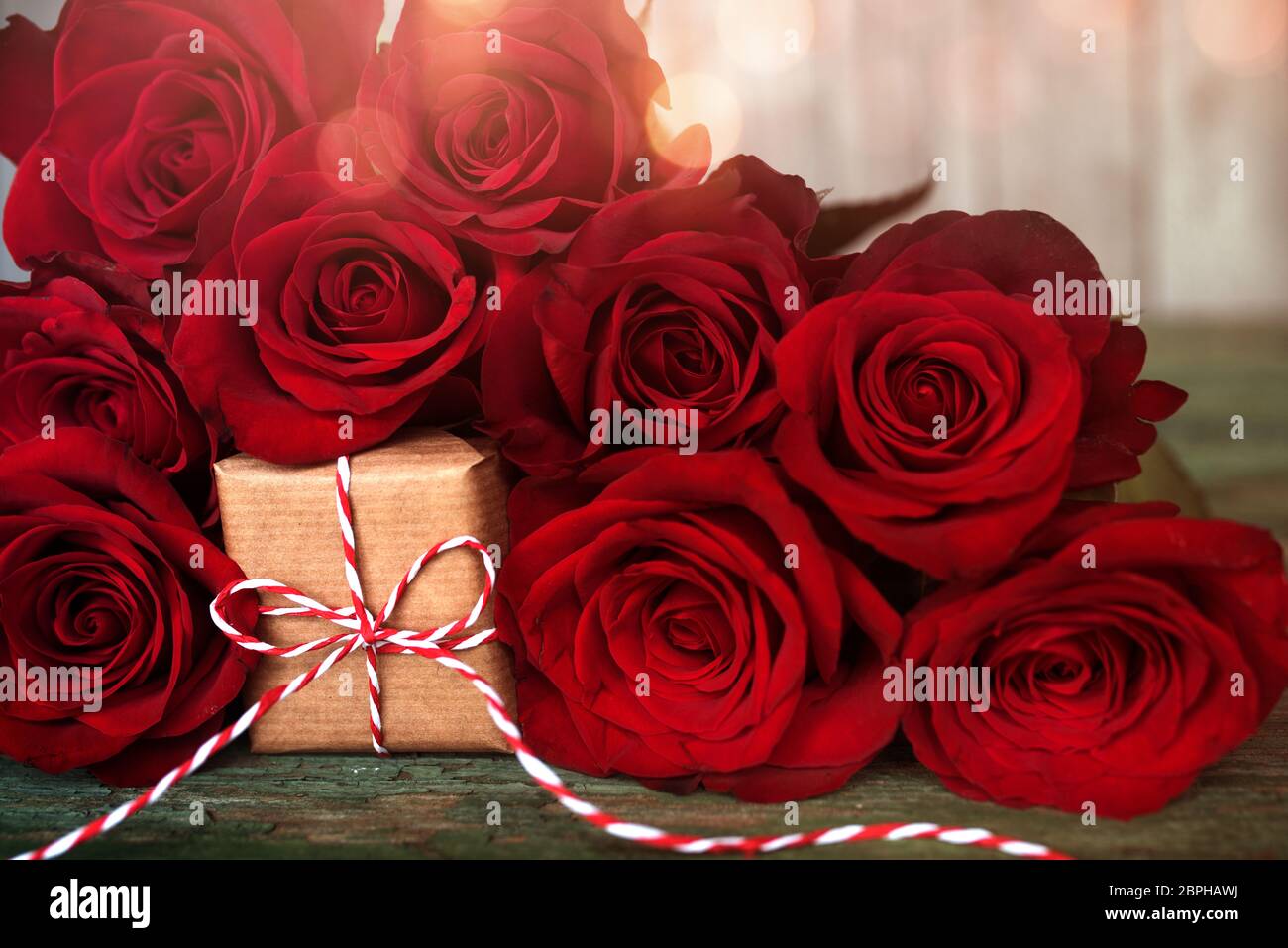 Mothers Day Gift Bunch Roses Bokeh Background Stock Photo, 50% OFF