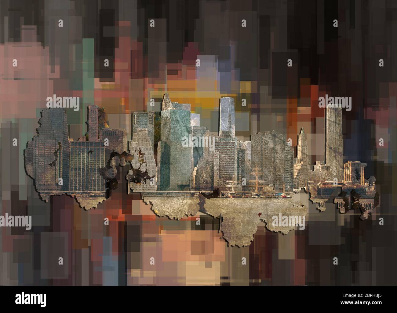 New York, Manhattan. Abstract geometric background. 3D rendering Stock