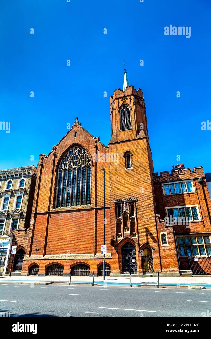 Exterior of the Guardian Angels Roman Catholic Church in Mile End, London, UK Stock Photo