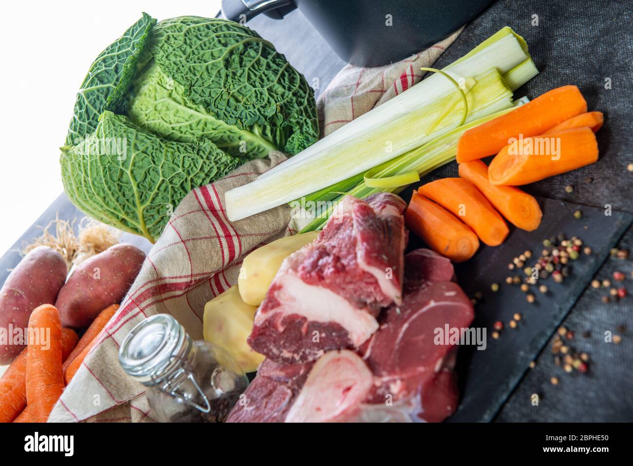 Meat And Vegetables For Preparation Of A French Pot Au Feu Stock