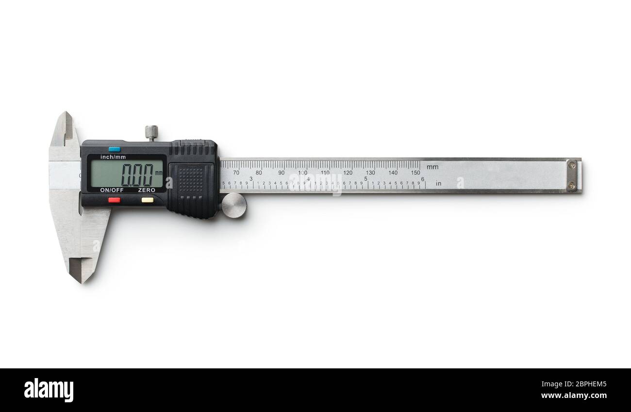 Digital and manual vernier caliper isolated on white background Stock