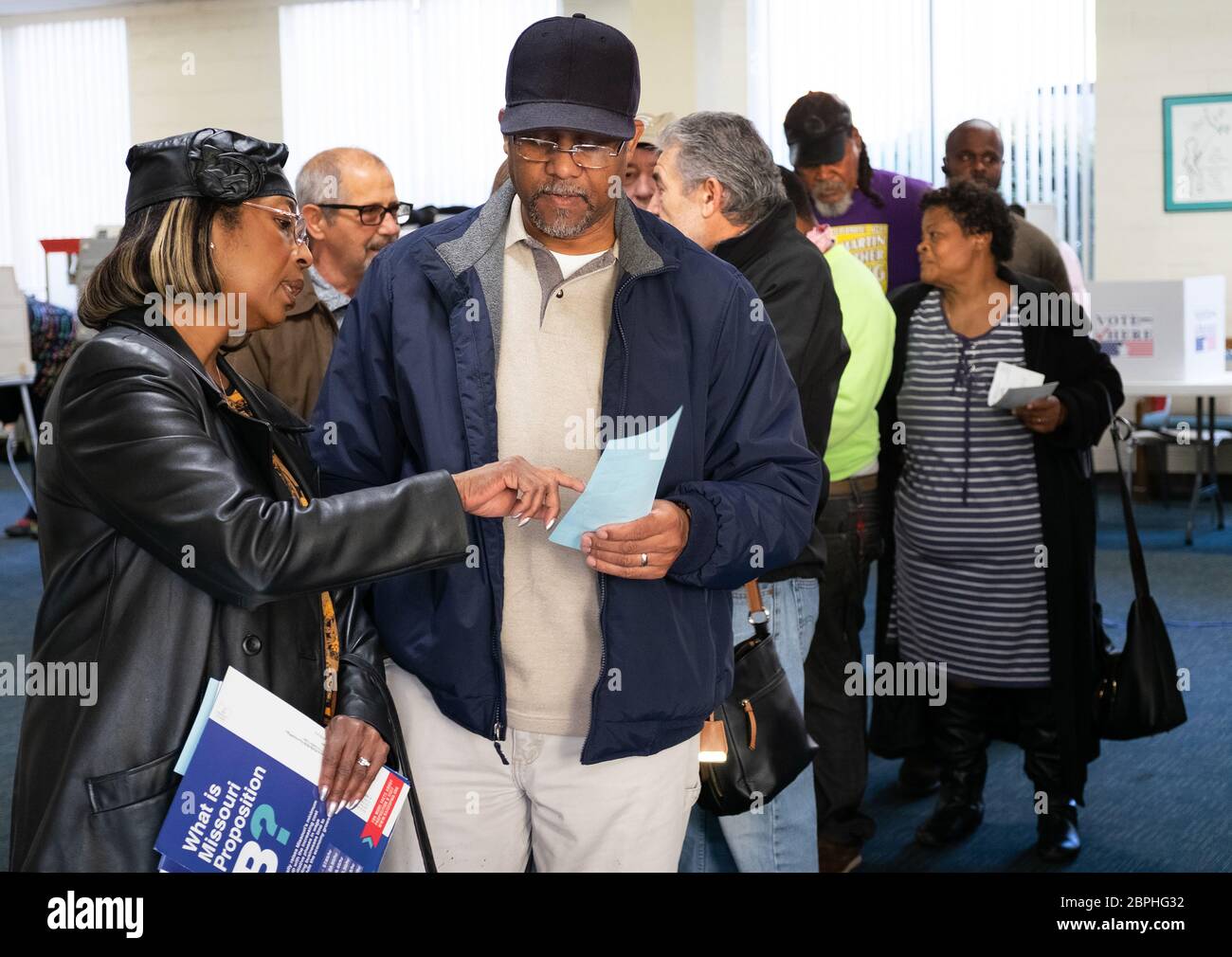 Polling place during 2018 midterm elections in Ferguson Missouri USA Stock Photo
