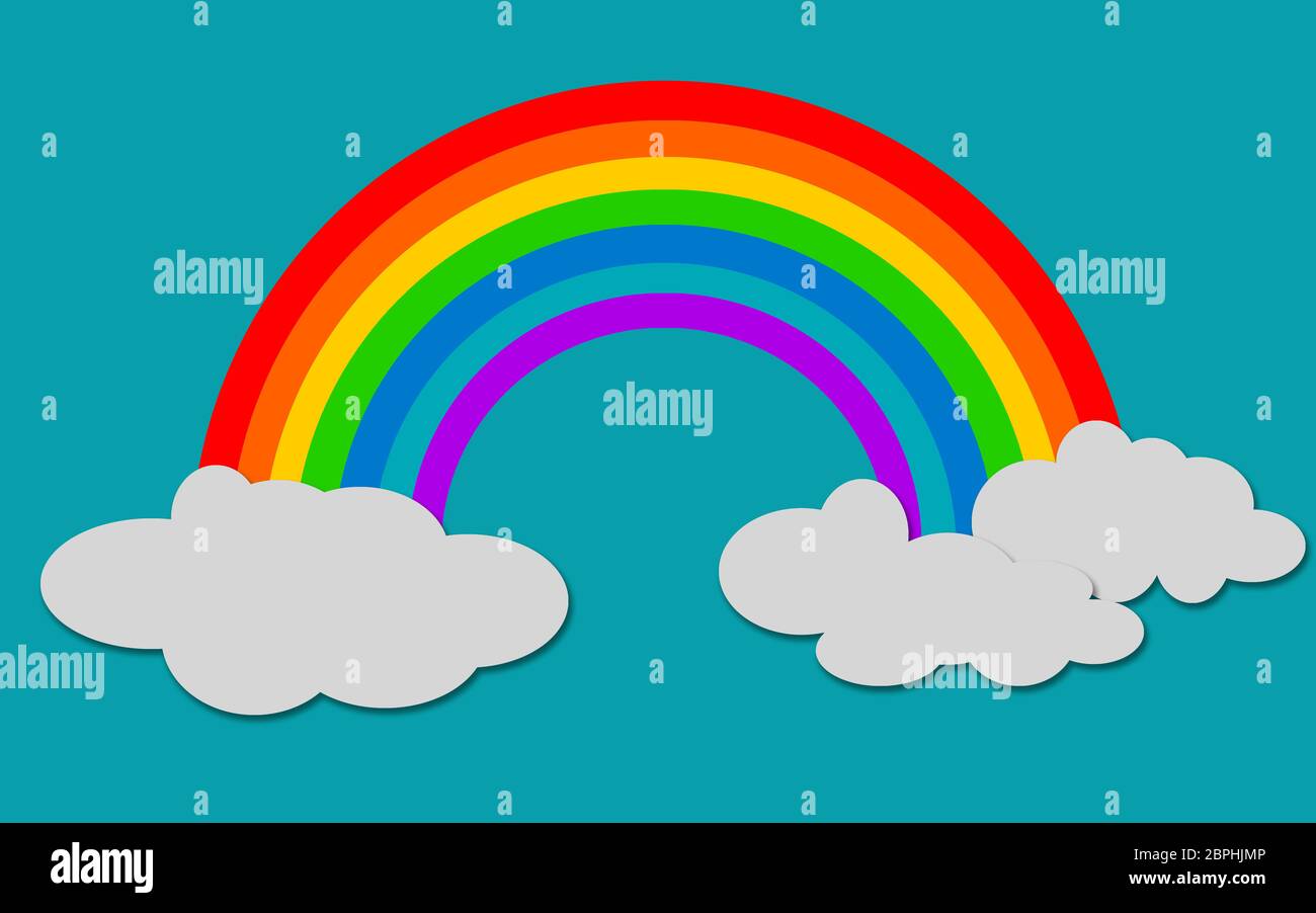 Color rainbow with clouds isolated, 3D rendering Stock Photo - Alamy