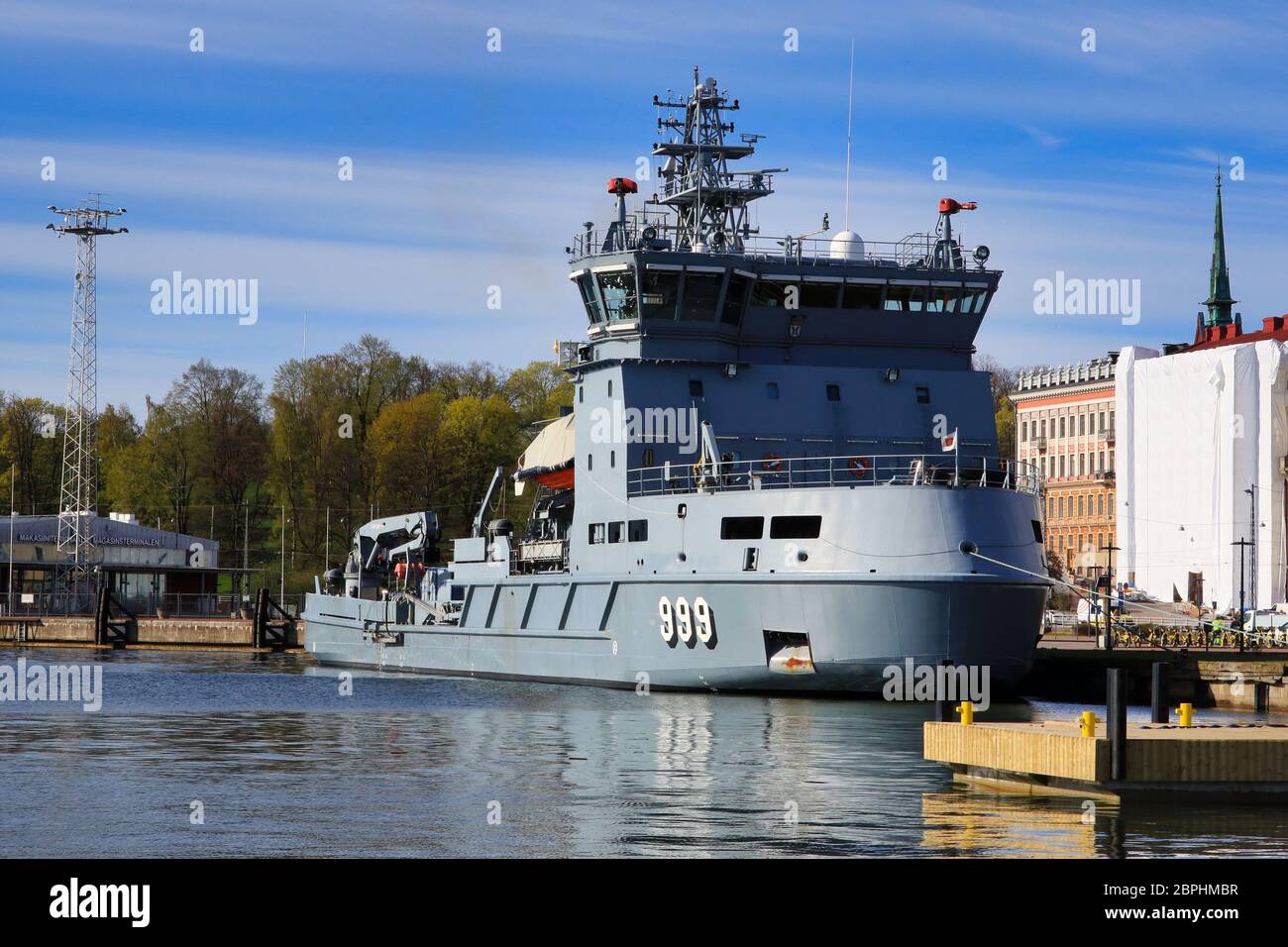 Multipurpose oil and chemical spill response vessel Louhi, pennant no 999, owned by the Finnish Environment Institute. Helsinki, FI. May 19, 2020. Stock Photo