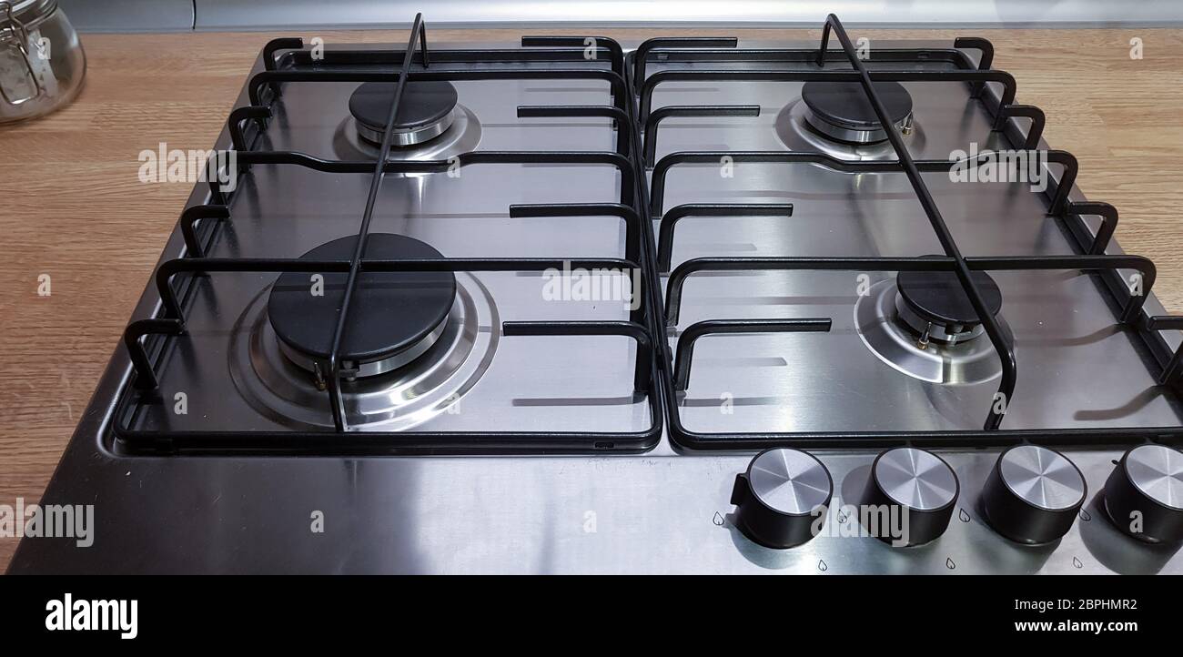 Gas stove with electric ignition in a modern kitchen Stock Photo Alamy