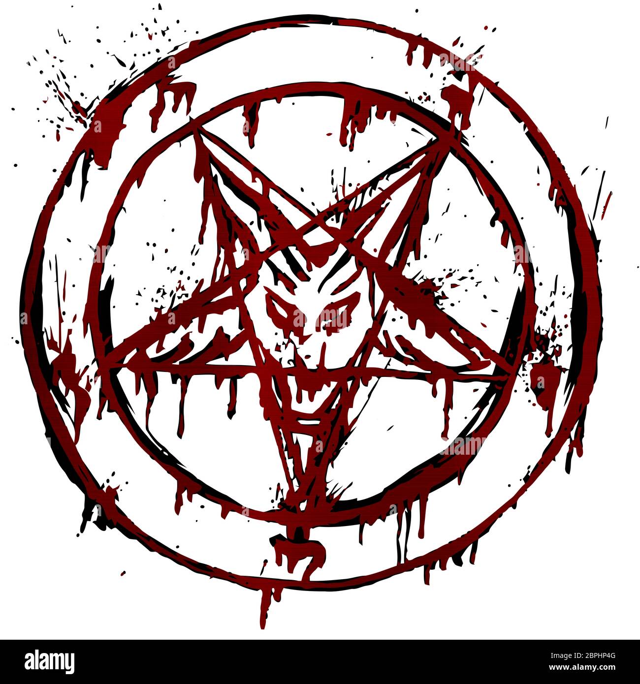 pentagram satan occult devil red blood paganism metallic illustration
