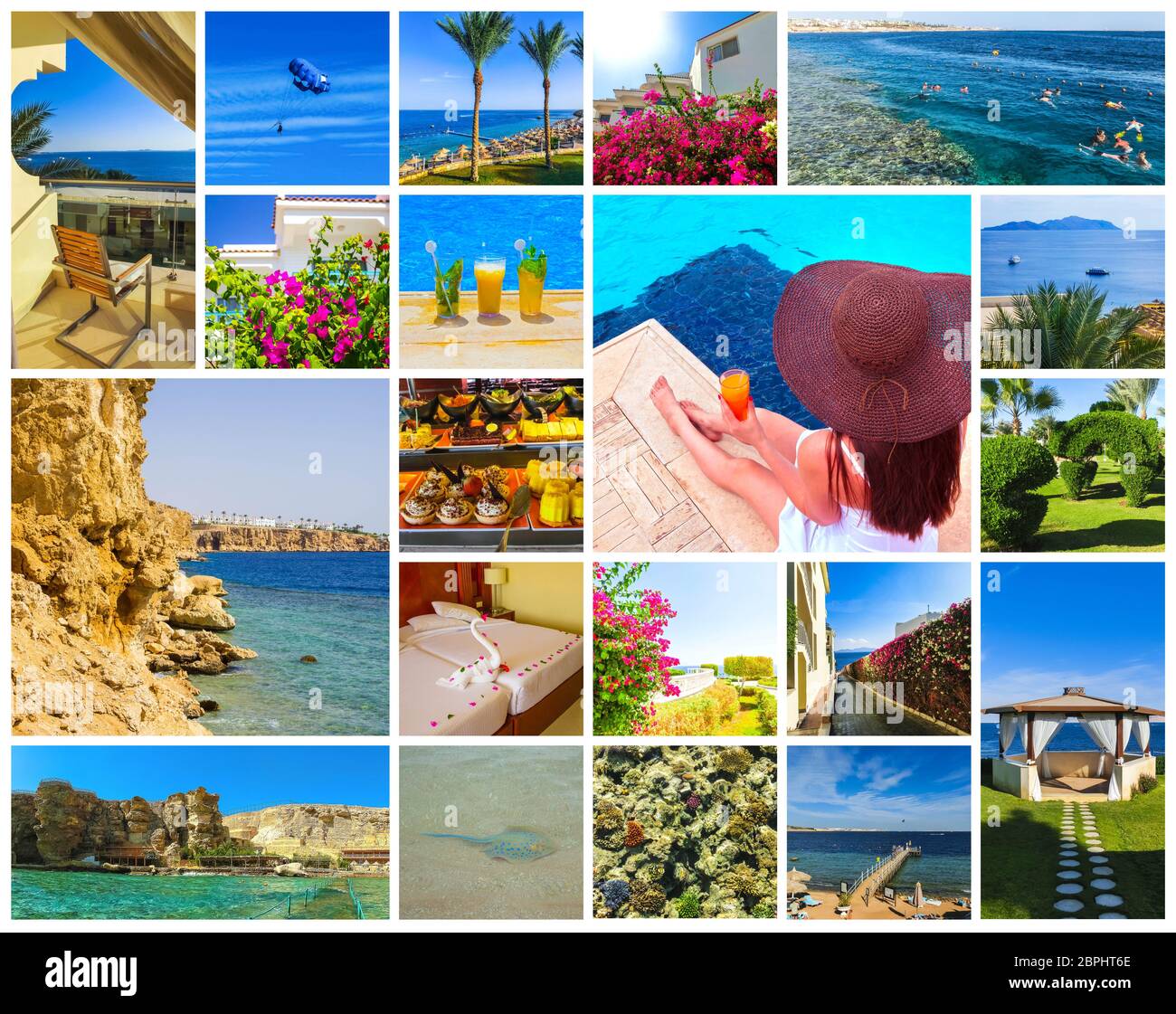 Collage of pictures from Egypt holidays at Sharm El Sheikh Stock Photo