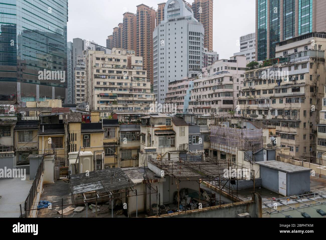 Hong kong apartment building clothes hires stock photography and