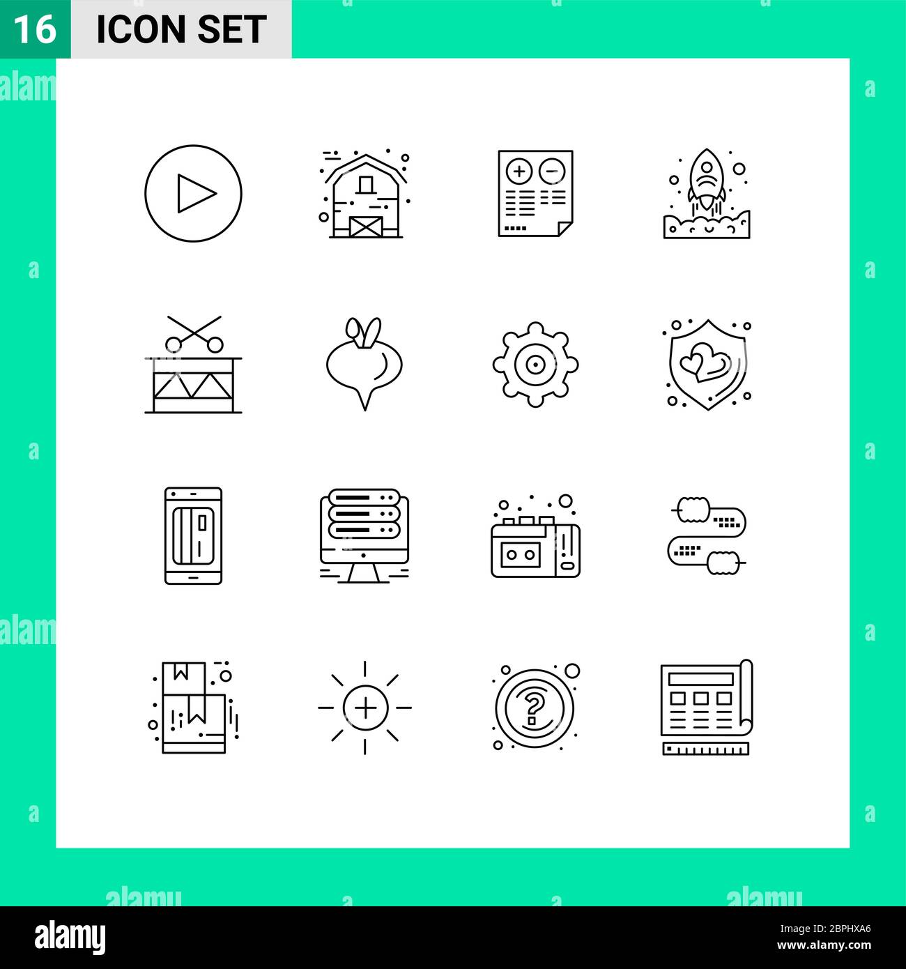 Mobile Interface Outline Set of 16 Pictograms of festival, christmas, document, up, rocket Editable Vector Design Elements Stock Vector