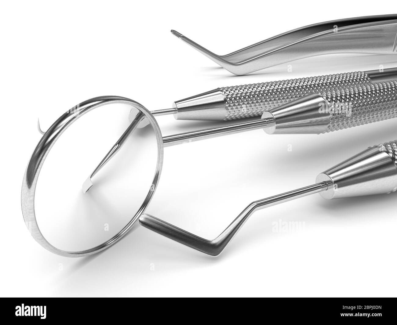 3d render of dental diagnostic instruments over white background Stock