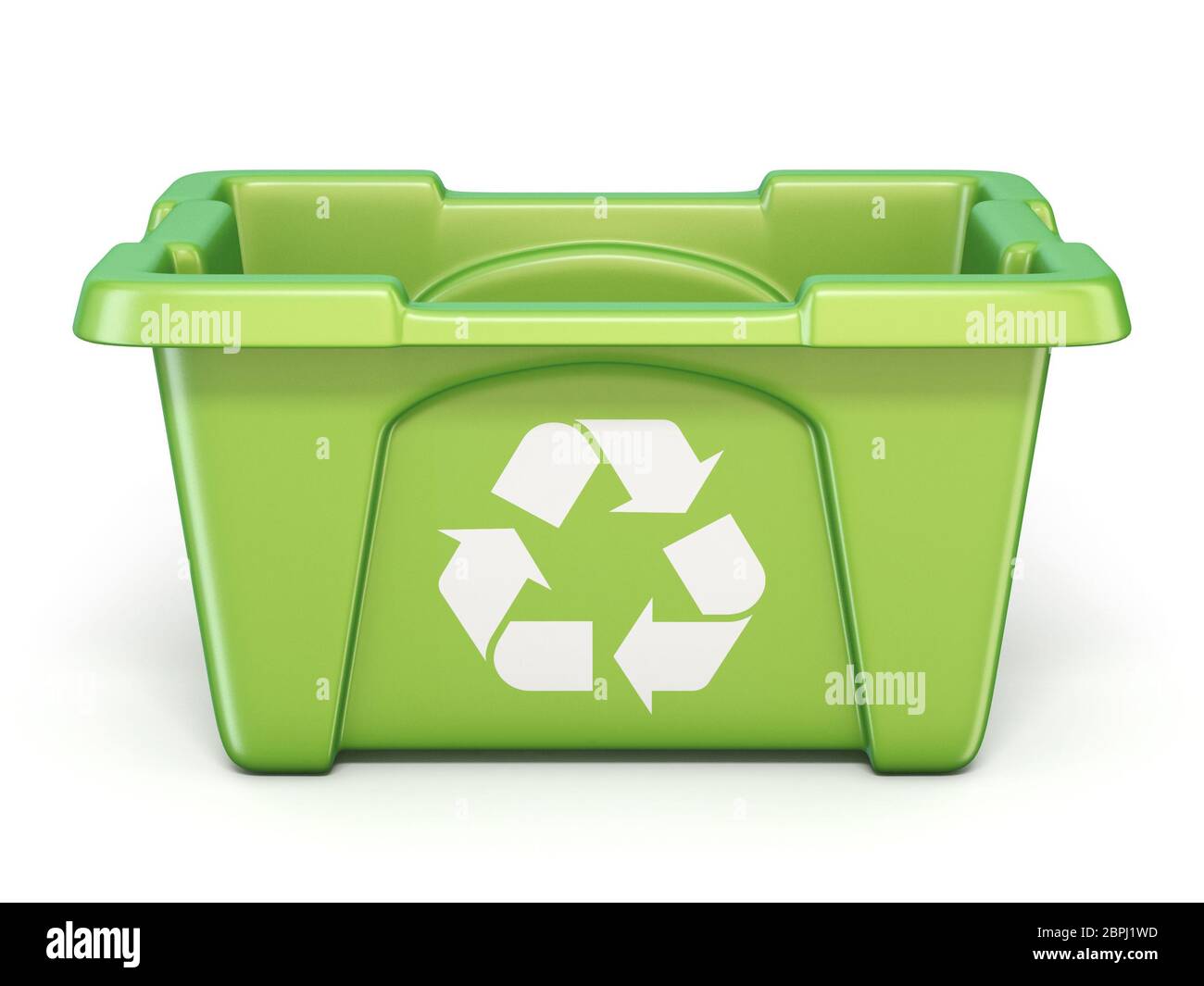 Green recycle bin 3D rendering illustration isolated on white ...