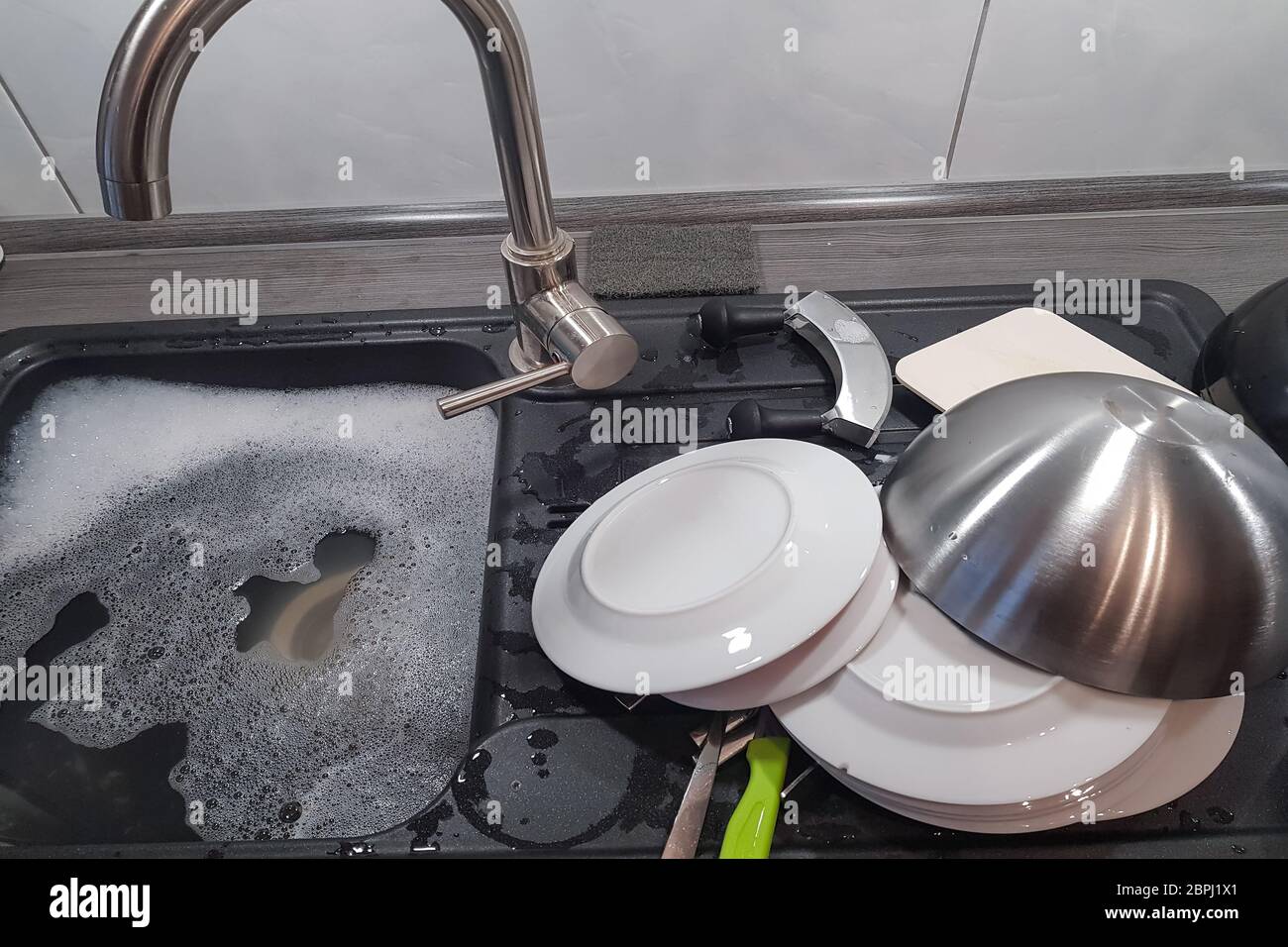 The clogged sink. Clogged pipes. Problems with the water supply Stock