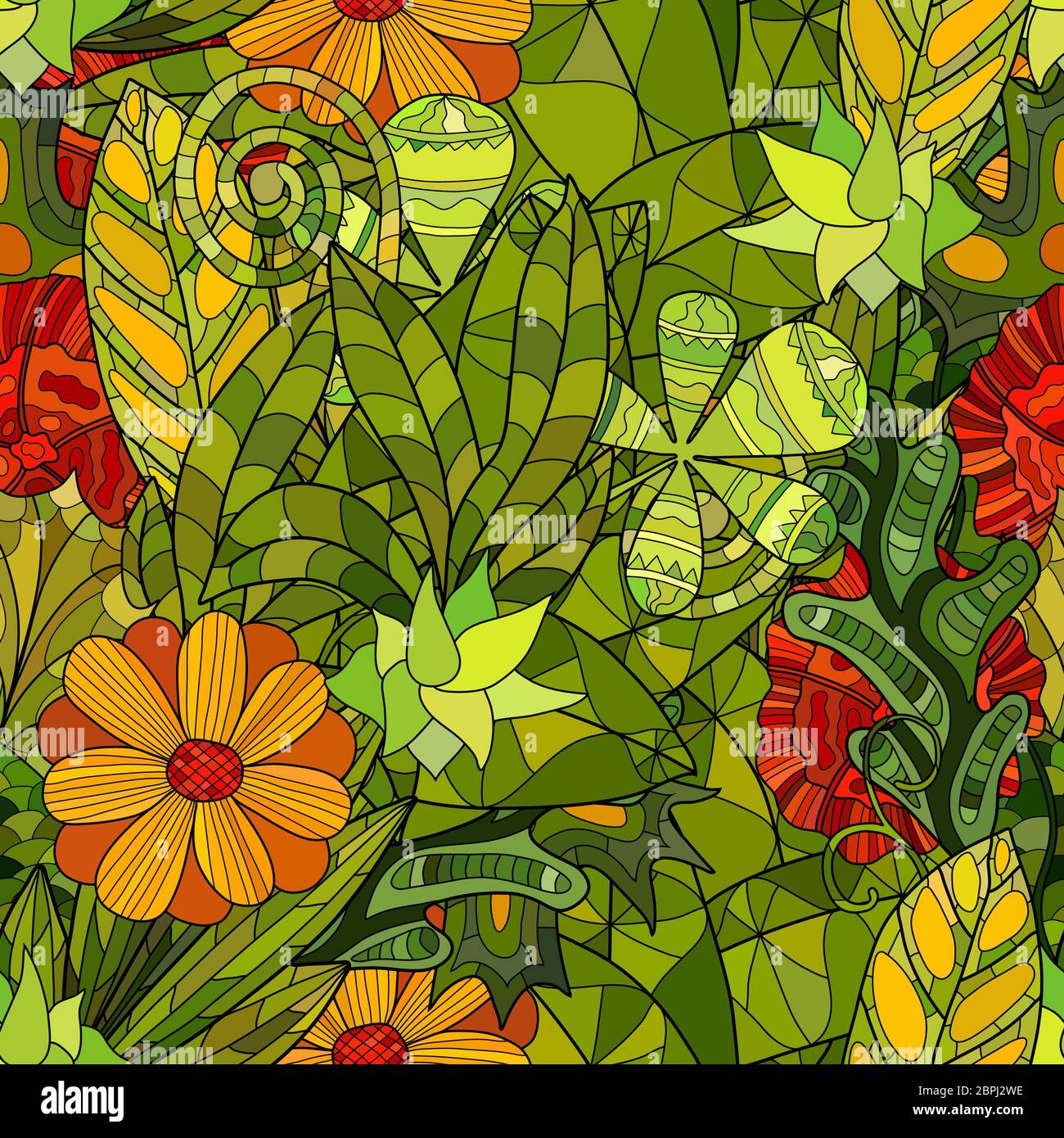 hand drawn floral seamless pattern Stock Photo - Alamy