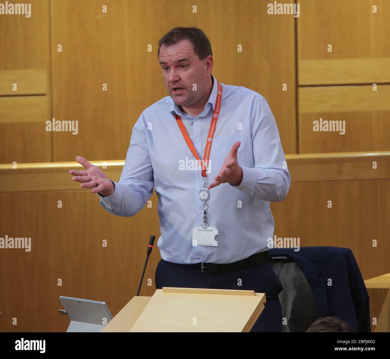 Neil Findlay during Topical Questions at the Scottish Parliament Holyrood, Edinburgh. Stock Photo