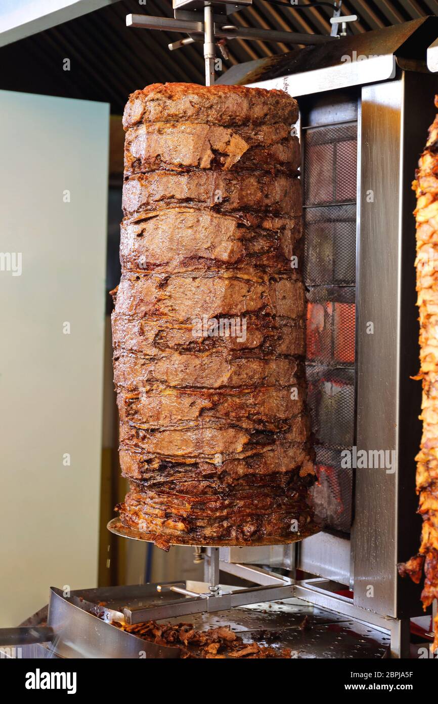 Lamb Kebab at Vertical Grill Rotisserie Stock Photo - Alamy