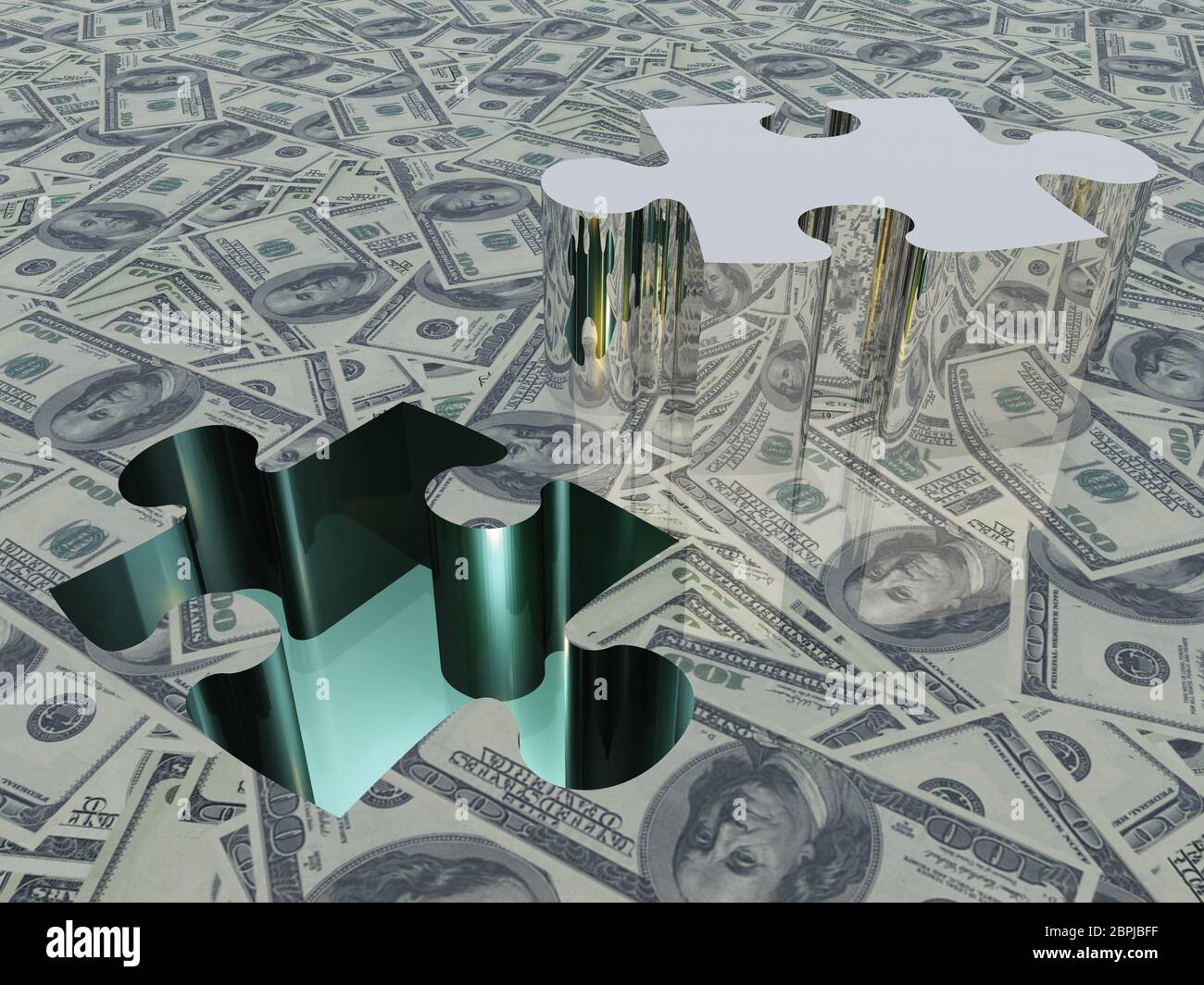 USA Currency Puzzle. 3D rendering Stock Photo