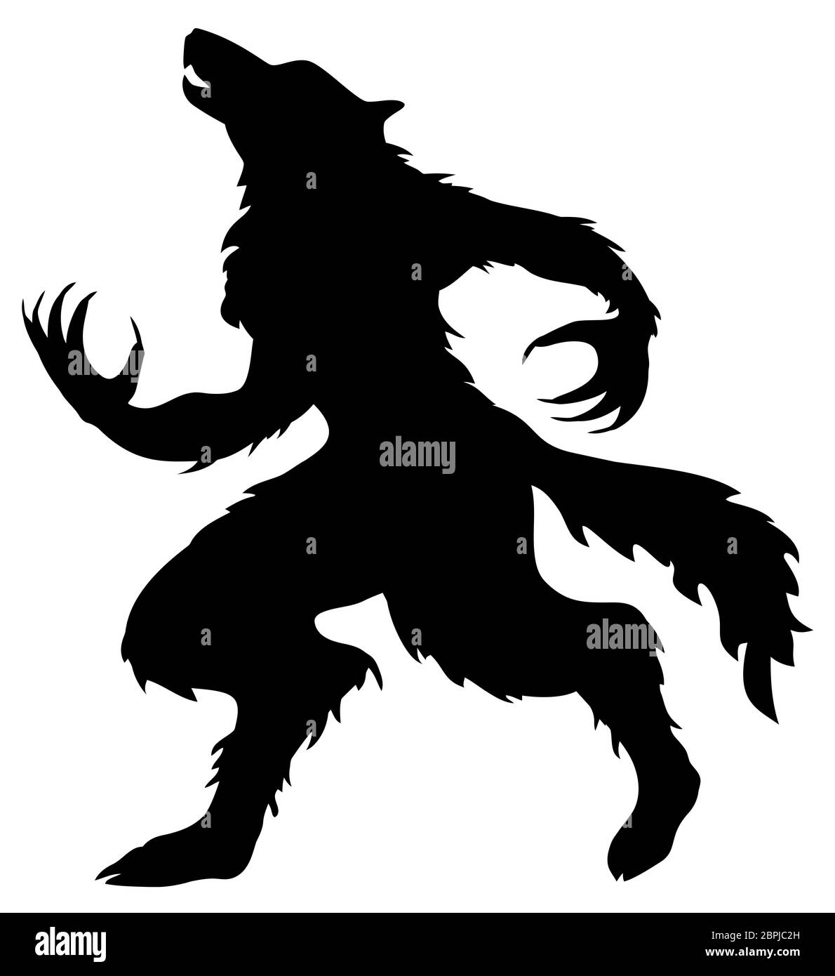 werewolf howling horror halloween myth shilhouette illustration Stock