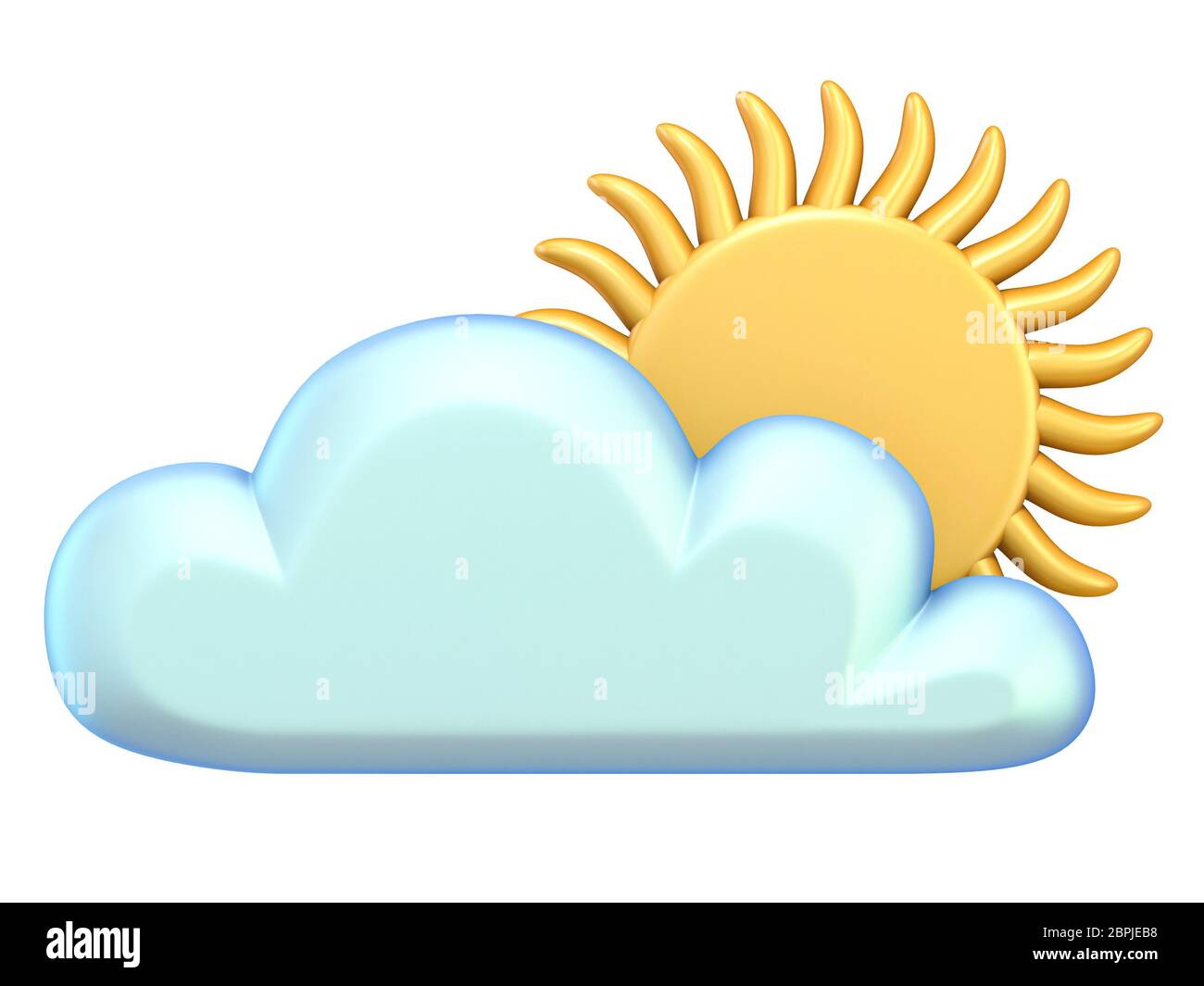 Weather icon SUN and CLOUD 3D render illustration isolated on white ...