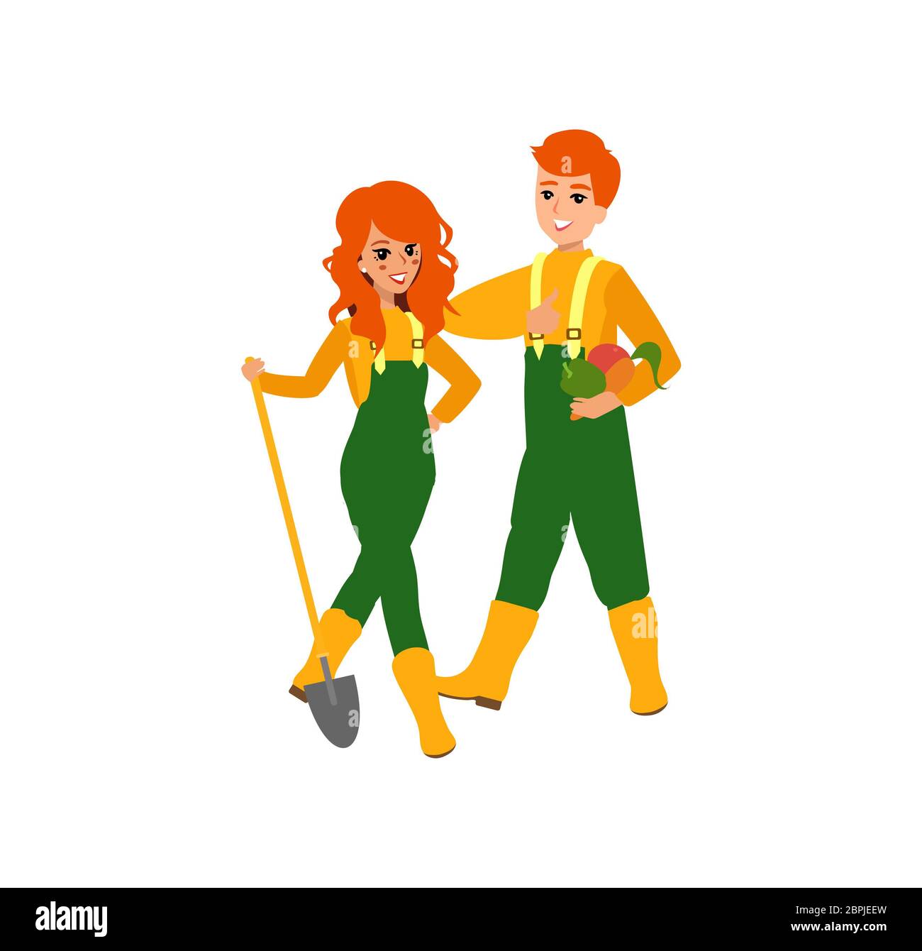 Funny character design. Cartoon illustration. Garden care concept creator. Female groundskeeper