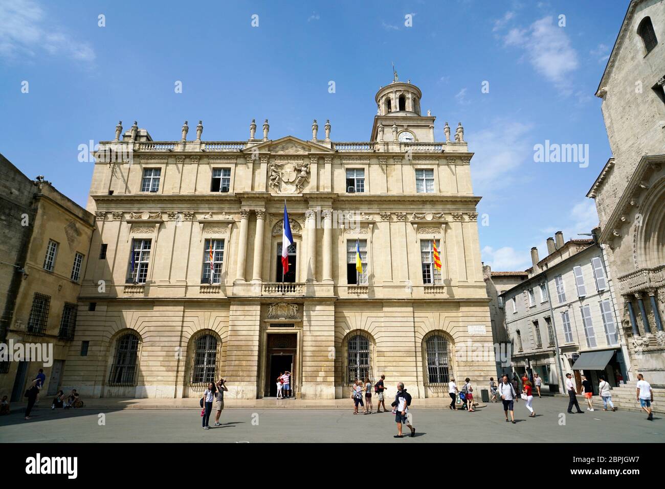 Town Hall (Hotel de Ville) in Place de la Republique the main square of Arles.Arles.Bouches-du-Rhone. Alpes-Cote d'Azur. France Stock Photo