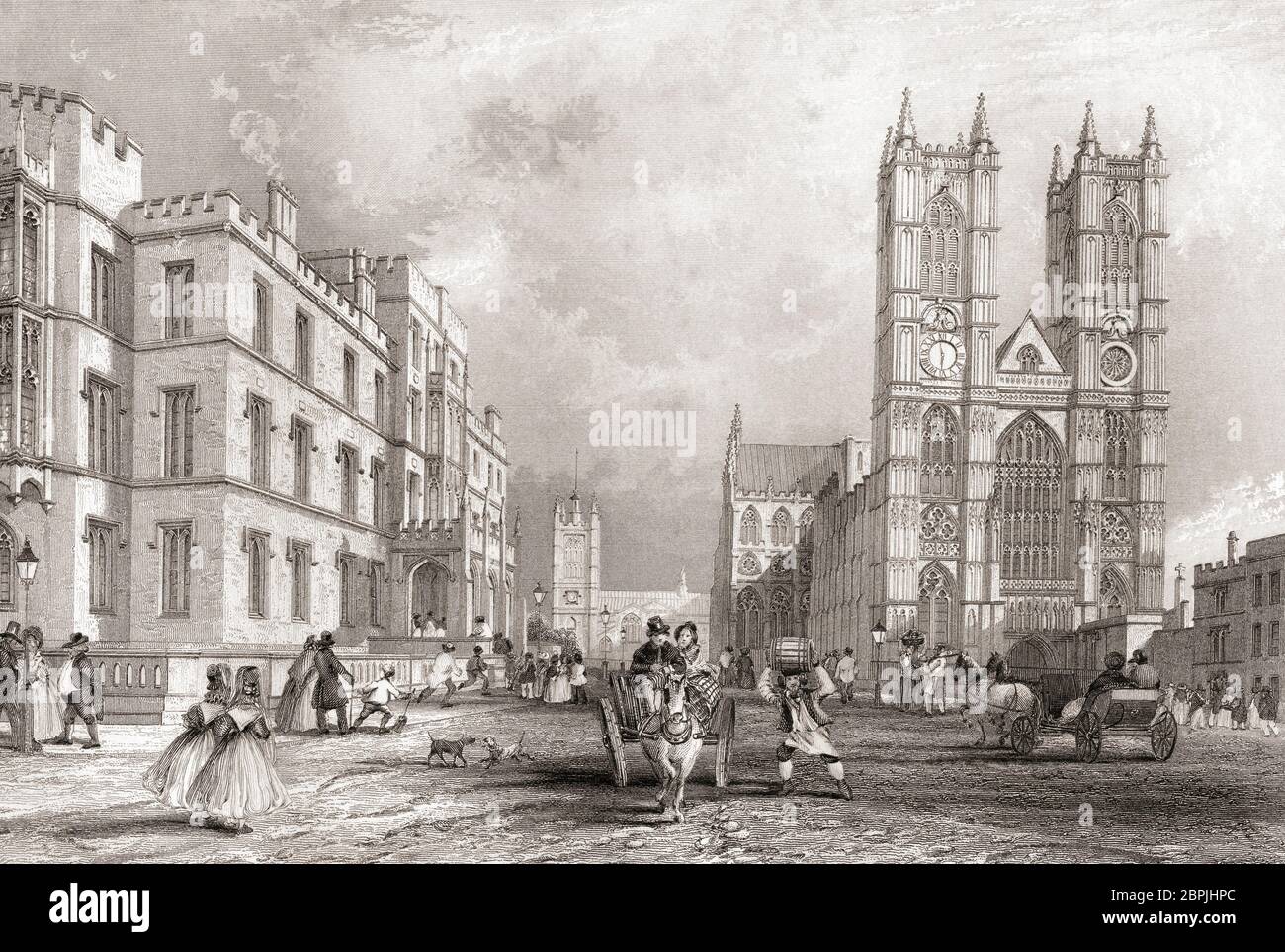 Westminster Hospital and Abbey Church, City of Westminster, London, England, 19th century.  From The History of London: Illustrated by Views in London and Westminster, published c.1838. Stock Photo