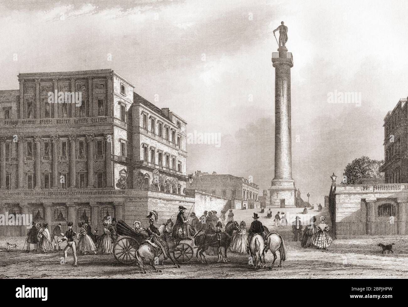 The Duke of York Column, London, England, 19th century.  From The History of London: Illustrated by Views in London and Westminster, published c.1838. Stock Photo