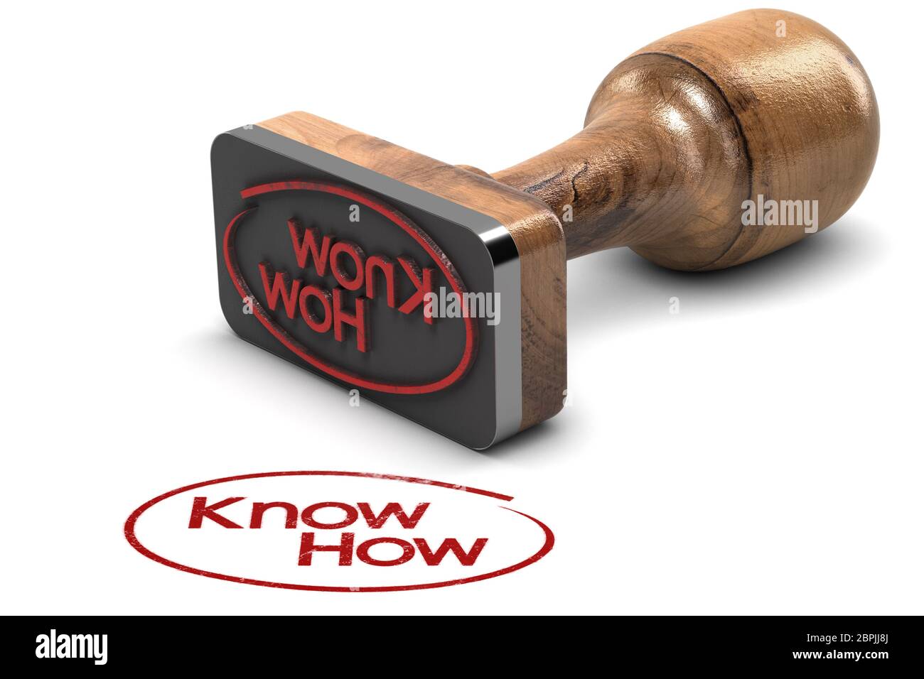 3D illustration of a rubber stamp with the text Knowhow printed on white background Stock Photo