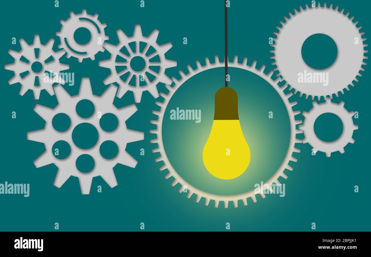 Gears with idea bulb on the white background, 3D rendering Stock Photo ...