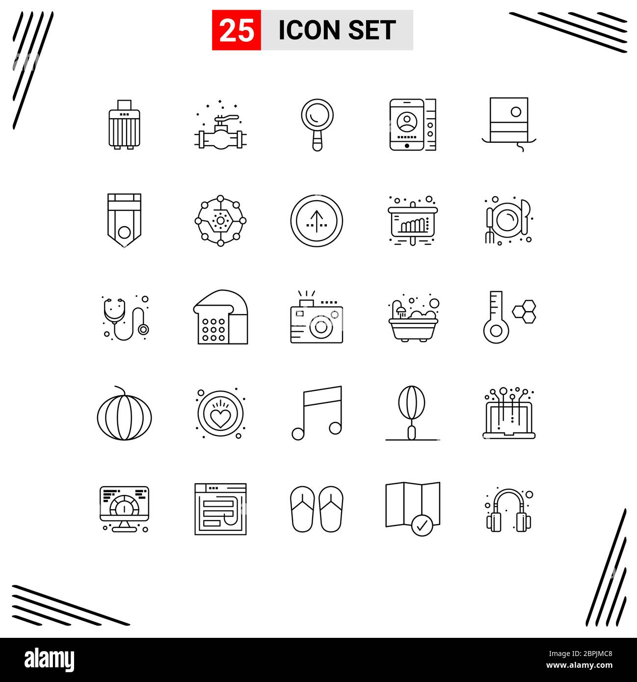 25 Creative Icons Modern Signs and Symbols of hipster, fashion, search, phone, cell Editable Vector Design Elements Stock Vector