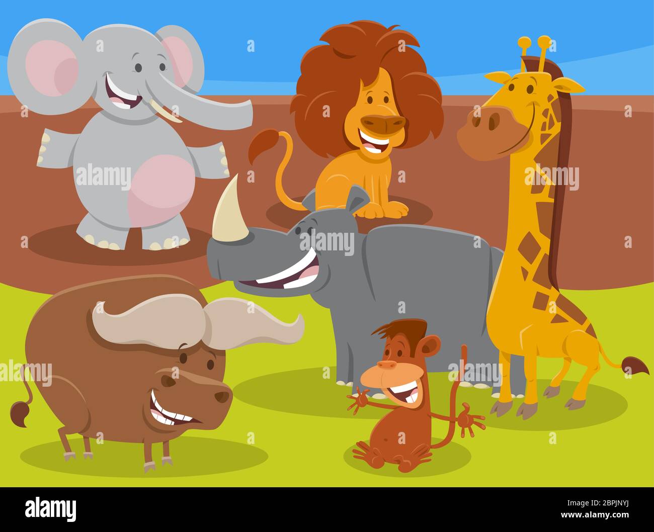 Cartoon Illustration of Funny Wild African Animal Comic Characters Group Stock Vector