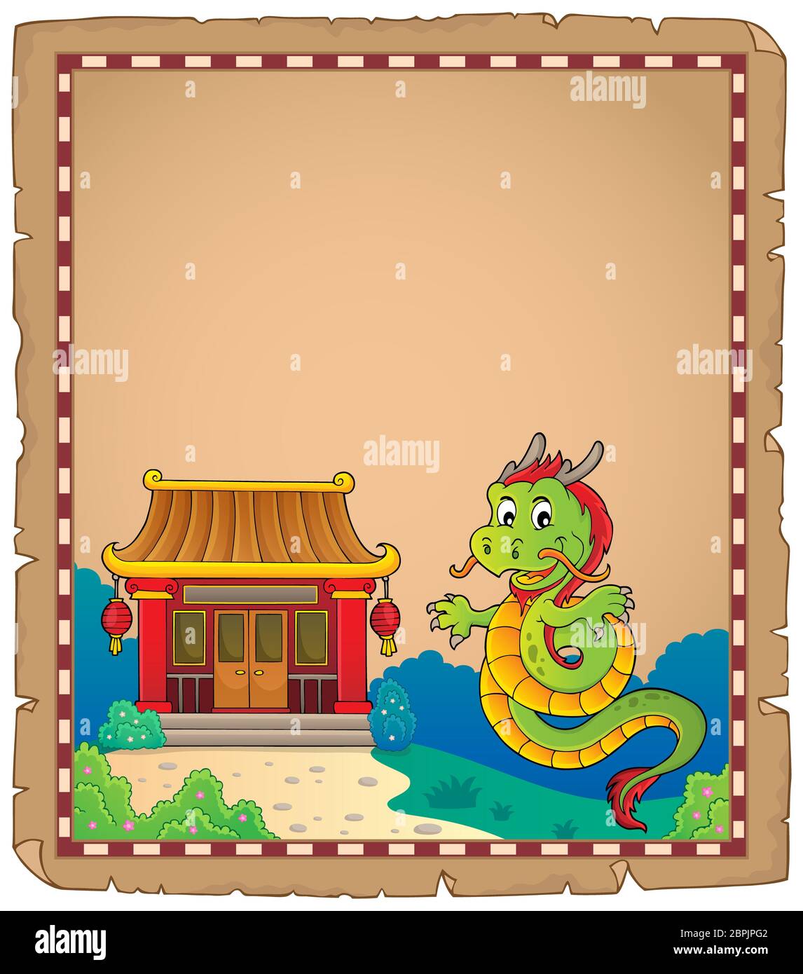 Chinese dragon topic parchment 1 picture illustration Stock Photo Alamy