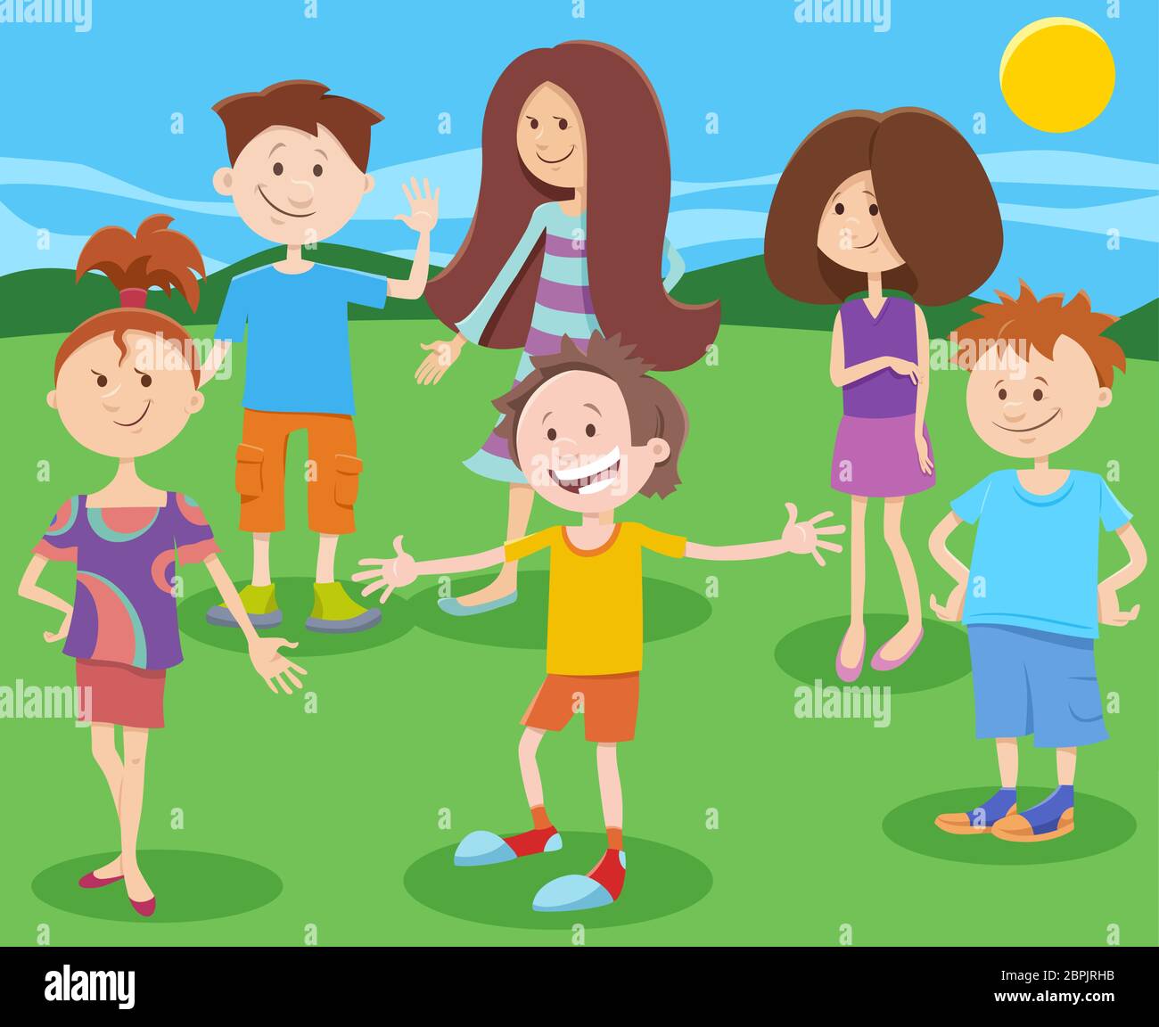 Cartoon Illustration of Funny Elementary or Teen Age Children Characters Group in the Park Stock Vector Image & Art - Alamy Cartoon Illustration of Funny Elementary or Teen Age Children Characters Group in the Park Stock Vector Image & Art - Alamy