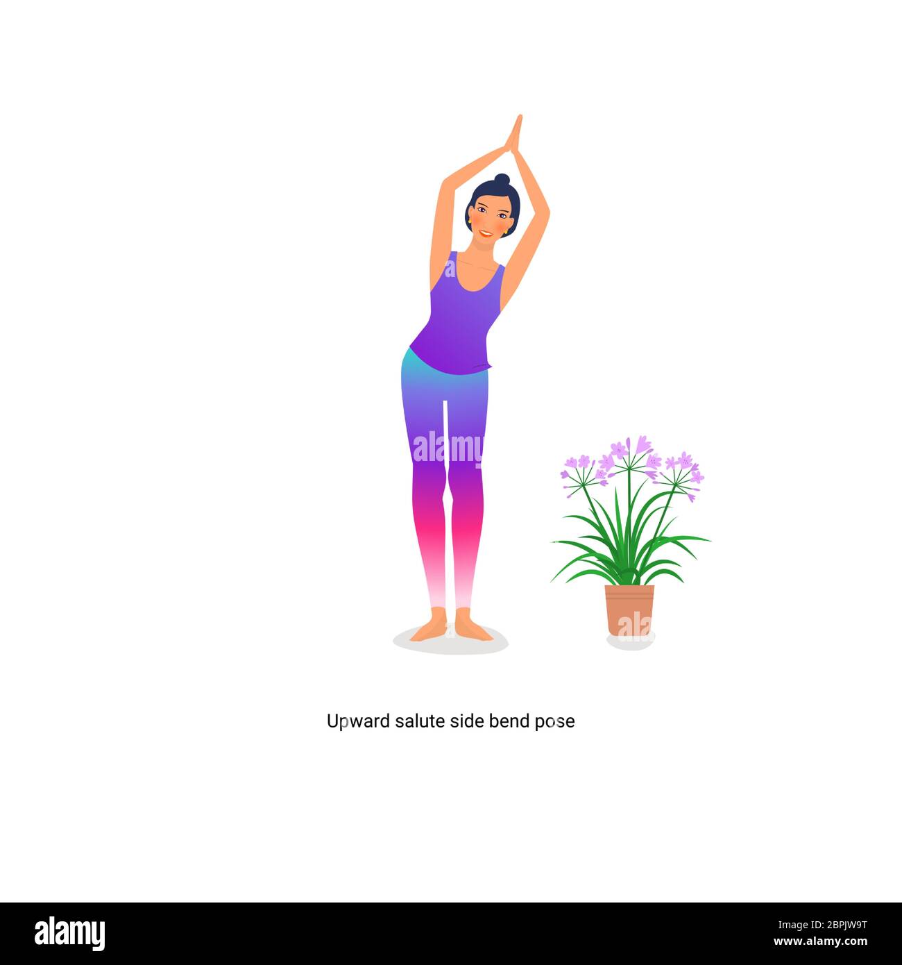 beautiful girl is doing standing yoga pose. isolated on white background Stock Vector