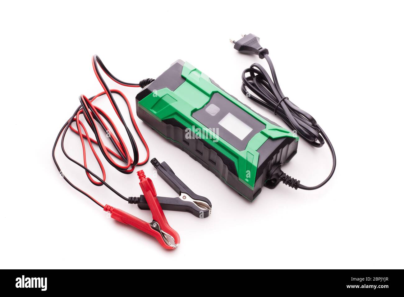Smart multi purpose battery charger. Car battery charger isolated on a  white background. Top view. Concept of service, maintenance, charging car  batt Stock Photo - Alamy